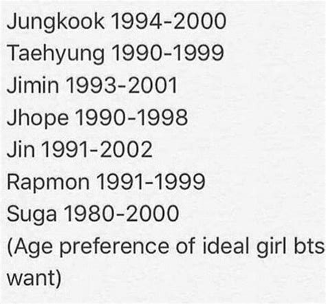 bts dating age preference